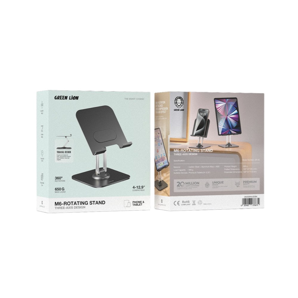 استند رومیزی موبایل و تبلت سه محوره گرین لاین Green Lion مدل M6-Rotating Stand